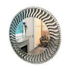 Wave Round Wall Mirror  90 x 90 cm – Silver