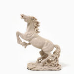 Polystone Rearing Horse Statue Look Decor Sculpture  -  Bronze