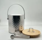 Ice Bucket with Lid & Tong – 18.5 cm - Silver - Image 2