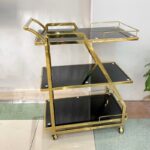 3-Tier Glass Trolley Elegant Serving Cart - Black - Image 2