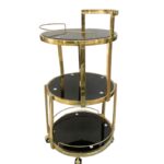 Round 3-Tier Serving Trolley with Black Glass Shelves