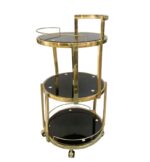 Round 3-Tier Serving Trolley with Black Glass Shelves