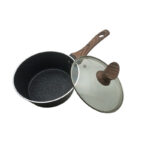 Hot Chef 16 cm Marble Coating Sauce Pan Non-Stick Cookware - Black - Image 6