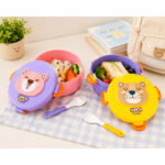 Round Animal Print Lunch Box  With Built-In Spork - Image 6