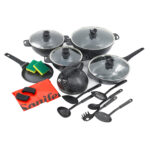 21 Pc Granite Coated Cookware Set - Black