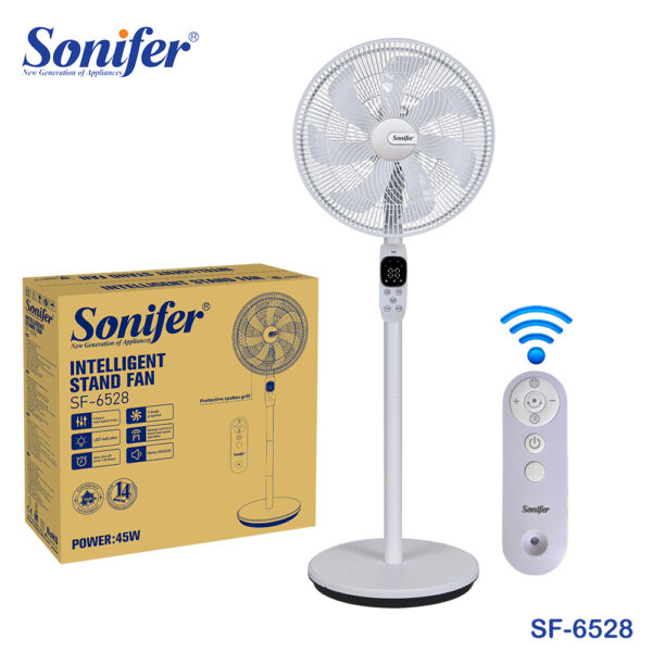 Sonifer Digital Stand Fan – 45W | 7 Blades | Remote Control - White