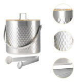 Ice Bucket with Lid & Tong – 18.5 cm - Silver - Image 4