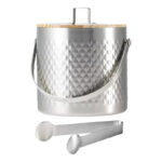 Ice Bucket with Lid & Tong – 18.5 cm - Silver