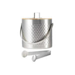 Ice Bucket with Lid & Tong – 14 cm - Silver