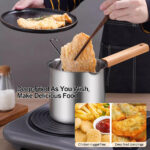 Tempura Fryer Pot with Basket Stainless Steel Double Bottom 14 cm  - Silver - Image 2