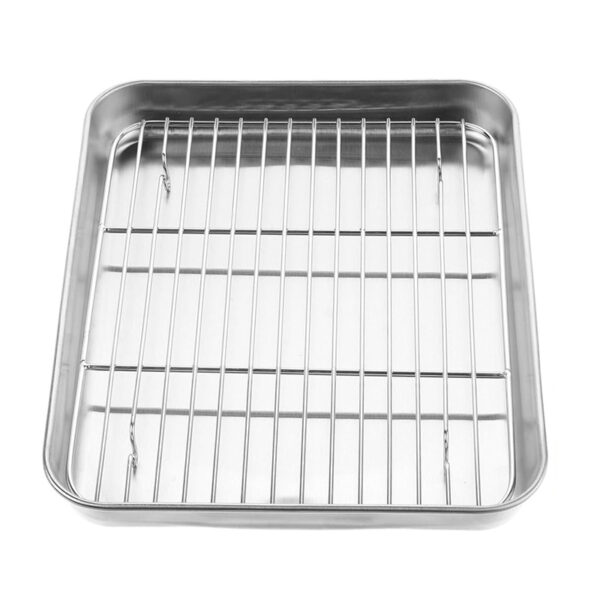 Premium Baking And Cooking Tray with Cooling Rack - Silver