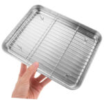 Premium Baking And Cooking Tray with Cooling Rack - Silver - Image 6