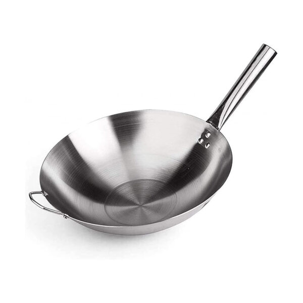 Stainless Steel Wok Pan Non-Stick – 40 cm – Silver