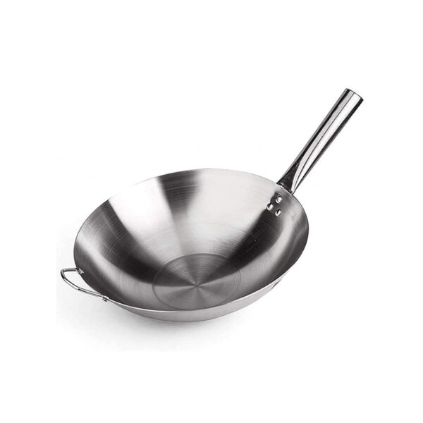 Stainless Steel Wok Pan Non-Stick – 38 cm – Silver