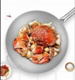 Stainless Steel Wok Pan  Non-Stick – 38 cm - Silver - Image 2