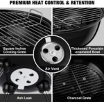 Football Style BBQ Grill with Moving Stand 17 Inch  – Red - Image 3