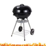 Football Style BBQ Grill with Moving Stand 17 Inch  – Black