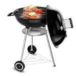 Football Style BBQ Grill with Moving Stand 17 Inch  – Black - Image 2