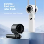 Handheld Fan Mini Fan with Digital Display – Black - Image 2