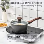 Hot Chef 16 cm Marble Coating Sauce Pan Non-Stick Cookware - Black - Image 2