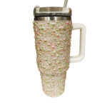 Crystal Bling Quencher Tumbler with Straw – 1200 ml Champagne Blush