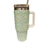 Crystal Bling Quencher Tumbler with Straw – 1200 ml Mint Pastel