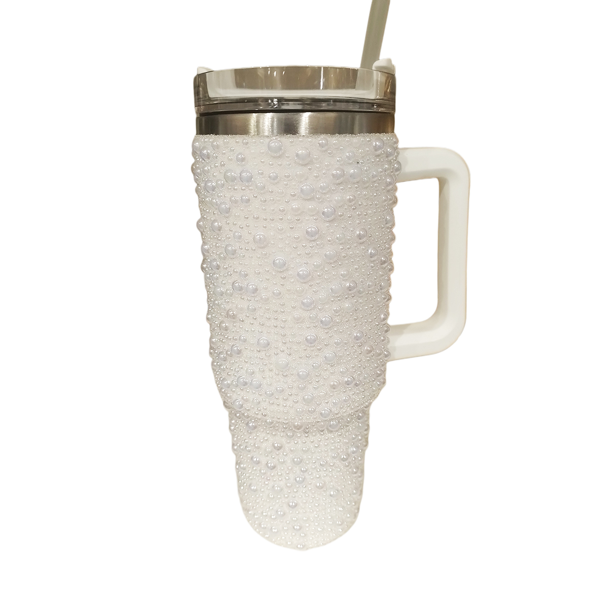 osm 1522 (7) Crystal Bling Quencher Tumbler with Straw – 1200 ml Diamond White - Image 1