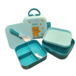 Kids Cartoon Handle Lunch Box  2-Compartment with Spoon 1150 ml - 4 Colour Choices  - Image 2