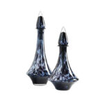 Transparent Glass Vase Leopard Print Set of 2  - Navy Dark Blue
