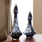 Transparent Glass Vase Leopard Print Set of 2  - Navy Dark Blue - Image 2