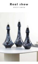 Transparent Glass Vase Leopard Print Set of 2  - Navy Dark Blue - Image 4
