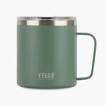 TYESO Coffee Mug  With Lid & Handle 400 ml Stainless Steel - green