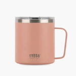 TYESO Coffee Mug  With Lid & Handle 400 ml Stainless Steel - pink
