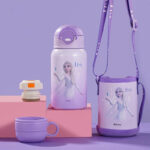 Disney Water Bottle With Leather Case ( Ss ) With Straw Lid Insulated – 500 ml - 1 Pc Price – 4 Cute Variants   - Image 3