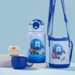 Disney Water Bottle With Leather Case ( Ss ) With Straw Lid Insulated – 500 ml - 1 Pc Price – 4 Cute Variants   - Image 2
