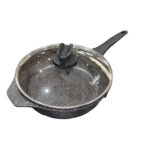 Non-Stick Granite Deep Fry Pan With Glass Lid - 28cm Black - Image 3