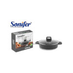 Non-Stick Granite Shallow Pot with Glass Lid - 32cm