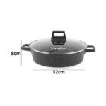 Non-Stick Granite Shallow Pot with Glass Lid - 32cm - Image 2