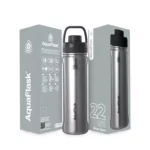 Aquaflask Wide Mouth Sports Lid Bottle – 22oz Silver Steel