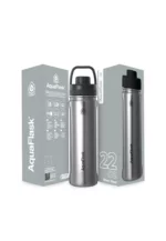 Aquaflask Wide Mouth Sports Lid Bottle – 22oz Silver Steel