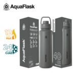 Aqua Flask Wide Mouth Sports Lid Bottle – 40 oz Stone Gray