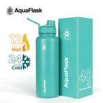 Aqua Flask Regular Lid Bottle 40 Oz - Turquoise Blue