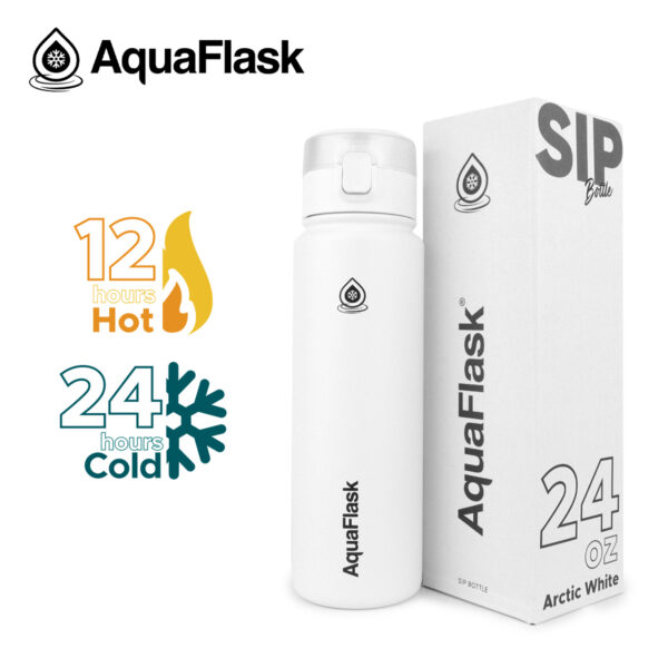 Aqua Flask SIP Bottle  24 oz - Arctic White