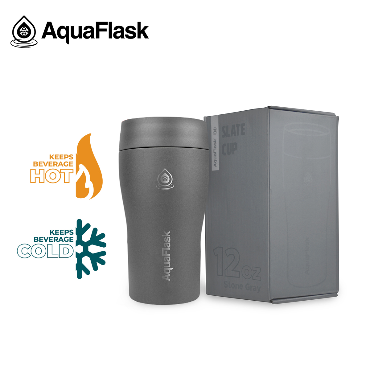 aqu 128 Aqua Flask Slate Cup Collection 12 oz - Stone Gray - Image 1