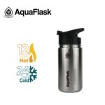 Aquaflask Regular Double Wall Insulated Bottle 14 oz – Silver Steel