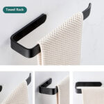 Hand Towel Bar  Wall Mounted  20 × 8.6 × 1.5 cm - Black - Image 2