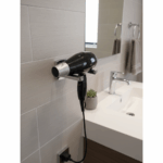 Wall Mounted Hair Dryer Holder ( Zinc + Stainless Steel ) Rust-Proof  - 7.4 × 7.6 × 5 cm - Image 2