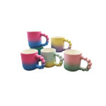 Porcelain Mug Collection With Bubble Handle in Soft Velvet Touch 300 ml - Double Shaded