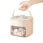Easy Press Ice Cubes Bucket With Tong - White