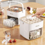 Easy Press Ice Cubes Bucket With Tong - White - Image 4